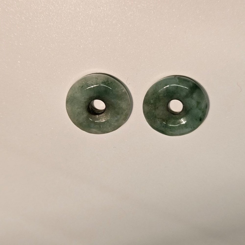 2 little green jade disks